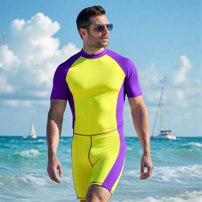 Costume da bagno intero da uomo, alla moda per l'estate, stile hawaiano