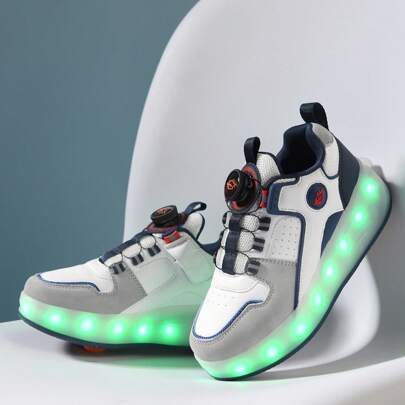 1 Paio di scarpe con rotelle ricaricabili e regolabili Heelys con luci a LED adatte per adolescenti e bambini, con 4 ruote, adatte per pattinaggio ind