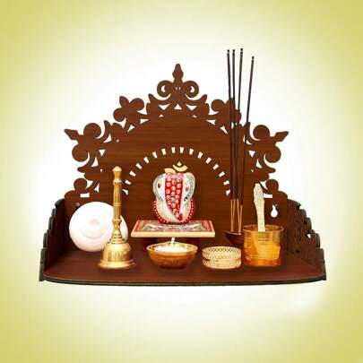 1 pezzo Bellissimo tempio in legno per casa e ufficio, Mandir pooja, Mandir per la casa, Moderno Mandir pooja da parete galleggiante per casa o negozi