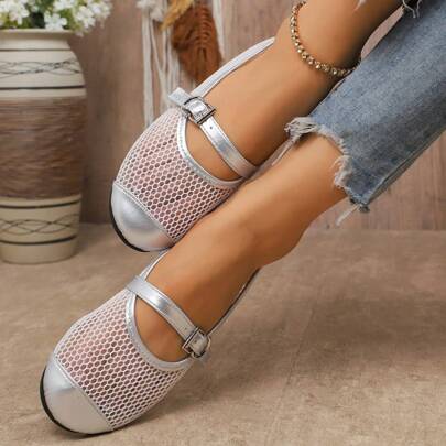 Nuove scarpe ballerina piatte con punta tonda e stila Mary Jane, abbinabili a vestiti, nuovo design estivo per l'anno 2025