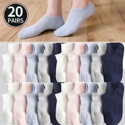 20 paia di calze da donna, calze invisibili, calze da barca, calze corte, calze nere, calze bianche, calzini alla caviglia, calze da donna, dettagli d