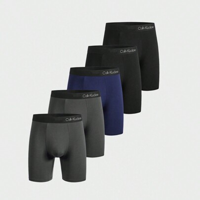 5 pezzi / set Boxer Briefs con decorazioni di lettere lisce per uomini con gamba lunga