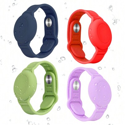 WALLFID 4 braccialetti AirTag impermeabili, compatibili con Apple AirTag, braccialetti AirTag morbidi e regolabili, cinturino AirTag per tutti (prodot