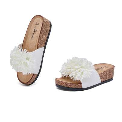 JOMIX Ciabatte da donna con fondo spesso e sandali con zeppa e fiocco, suola in sughero, sandali aperti, pantofole slip-in