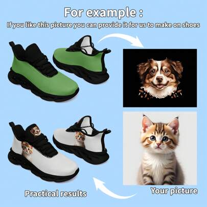 1 Coppia Di Sneaker Personalizzate, Sneaker Con Foto Personalizzate, Sneaker Con Suola Spessa Personalizzata, Scarpe Di Tela Personalizzate, Sneaker C