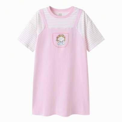 Camicia da notte in cotone per ragazze, morbida e accogliente, abbigliamento da notte estivo