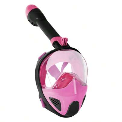 Maglia da immersione in apnée integrale S/M con maschera e tuba removibili antiappannamento, formica di fuga per adulti bambini-nero/rosa