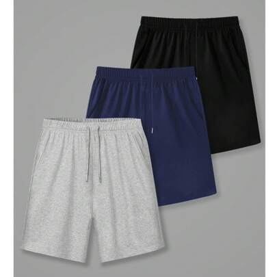 3 pezzi Set di pantaloncini casual da uomo di taglia grande, 1XL-6XL, colori nero, grigio, blu, pantaloncini estivi comodi
