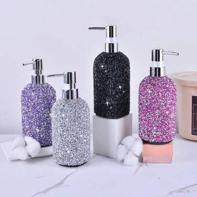1 pezzo bottiglia dispenser in plastica da 500ml per gel doccia/shampoo/lotion, arricchita con cristalli