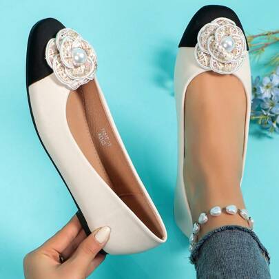 Scarpe da donna con fiori di Camellia eleganti e piatte
