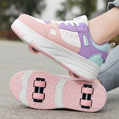 Scarpe Heelys con 4 ruote, unisex, per studenti, sneaker con ruote/pattini a rotelle per teenagers, adatte per camminare e scivolare