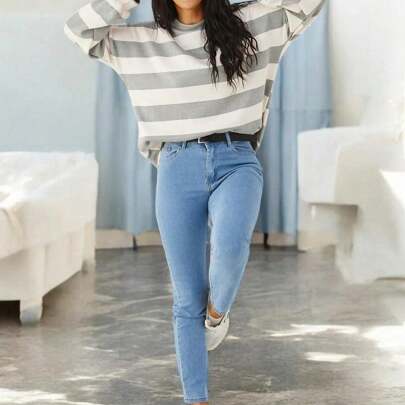 Jeans dritti in cotone da donna firmati Royalfashion