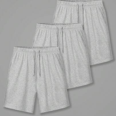Set casual di pantaloncini da uomo taglie forti da 3 pezzi, grigio, 1XL-6XL, pantaloncini estivi comodi
