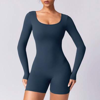 1 pezzo Tutina sportiva aderente senza cuciture e sexy da donna per primavera/estate