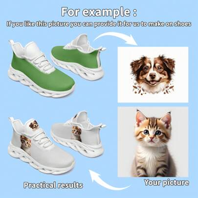 1 Coppia Di Sneaker Personalizzate, Sneaker Con Foto Personalizzata, Sneaker Con Suola Spessa Personalizzata, Scarpe Di Tela Personalizzate, Sneaker C