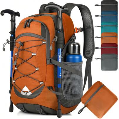 Zaino Trekking 40 Litri, Zaino Ultraleggero Pieghevole, Impermeabile Zaino da Viaggio per Uomo/Donna, Zaino da Trekking con Strisce Riflettenti, Zaino