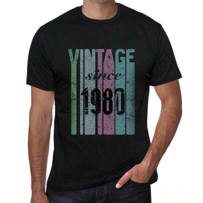 T-shirt da uomo vintage since 1980 – vintage since 1980 – 44 anni maglietta grafica idea regalo 44° compleanno vintage anno 1980 novità