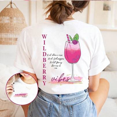 Maglietta vintage da donna con stampa Wildberry Cocktail