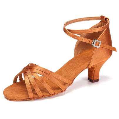Scarpe da ballo da sala da ballo professionali per donna, tacchi marroni da ballo, scarpe da ballo latino adulti, scarpe da ballo salsa per donna, con