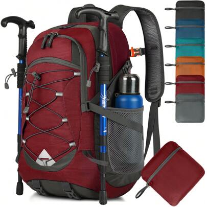 Zaino Trekking 40 Litri, Zaino Ultraleggero Pieghevole, Impermeabile Zaino da Viaggio per Uomo/Donna, Zaino da Trekking con Strisce Riflettenti, Zaino