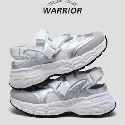 Serie Guerriero, Regalo di San Valentino, 1 Paio di Nuove Scarpe Sportive Estive da Donna 2025, Scarpe da Acqua, Design a Strappo e Basso Top, Argento