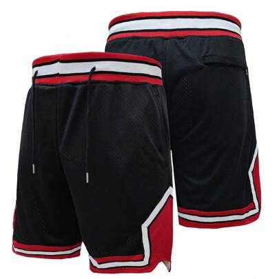 Pantaloncini da basket uomo vuoti, pantaloncini sportivi classici con tasche con chiusura lampo, adatti per basket, baseball, golf, allenamento quotid
