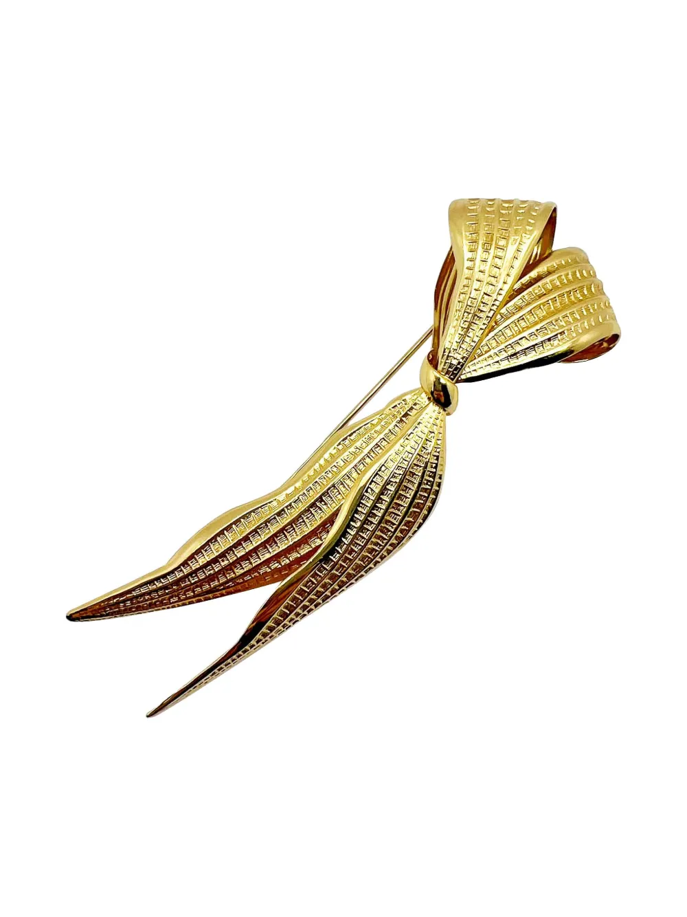 Christian Dior Pre-Owned 1970s elongated bow brooch - Oro
