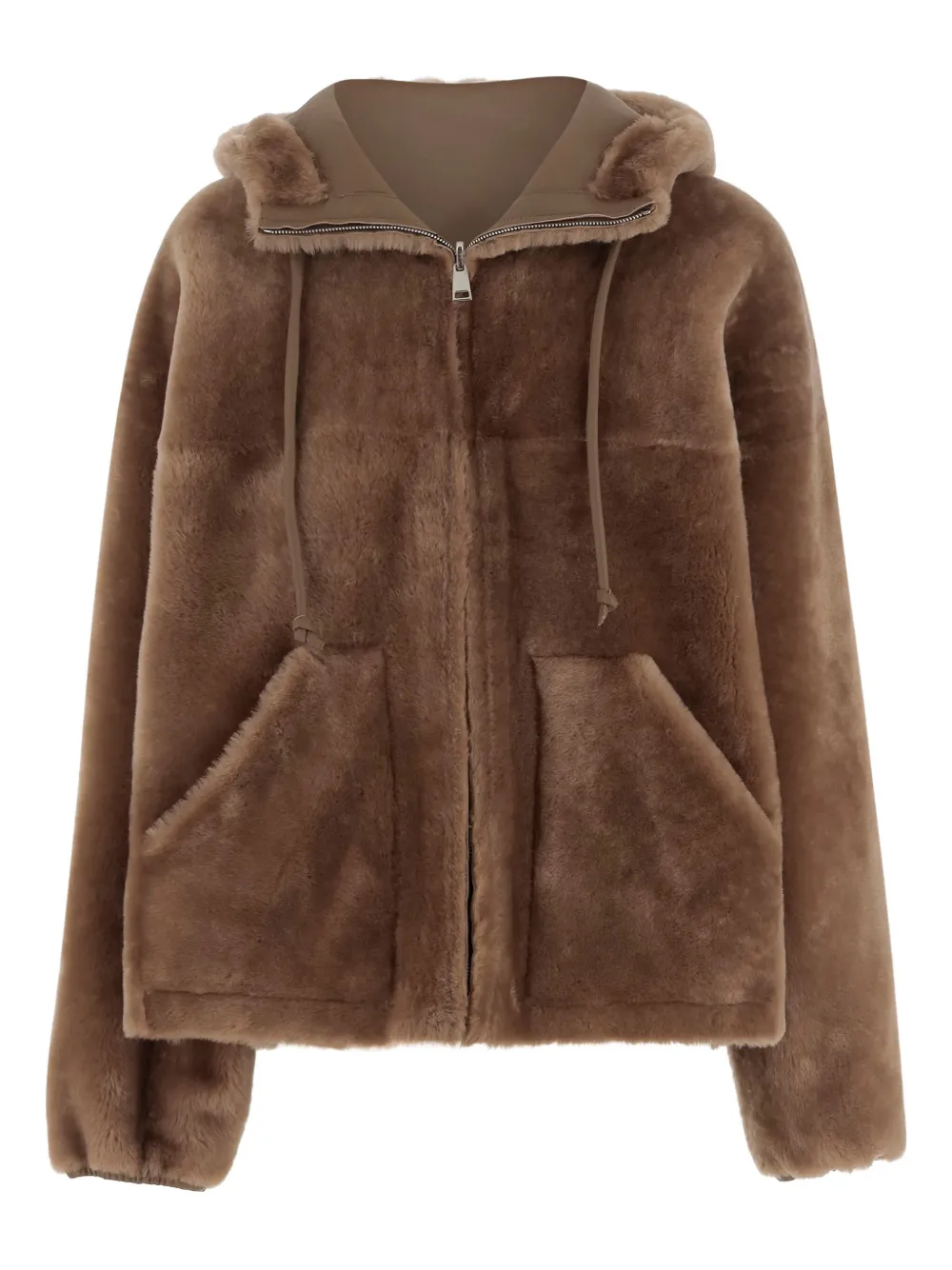 Blancha hooded shearling jacket - Marrone