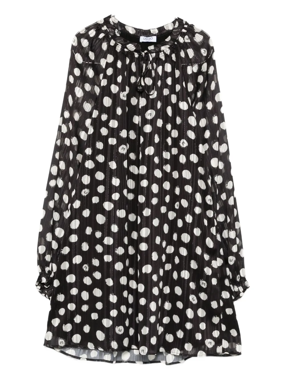 LIU JO polka-dot tie-neck dress - Nero