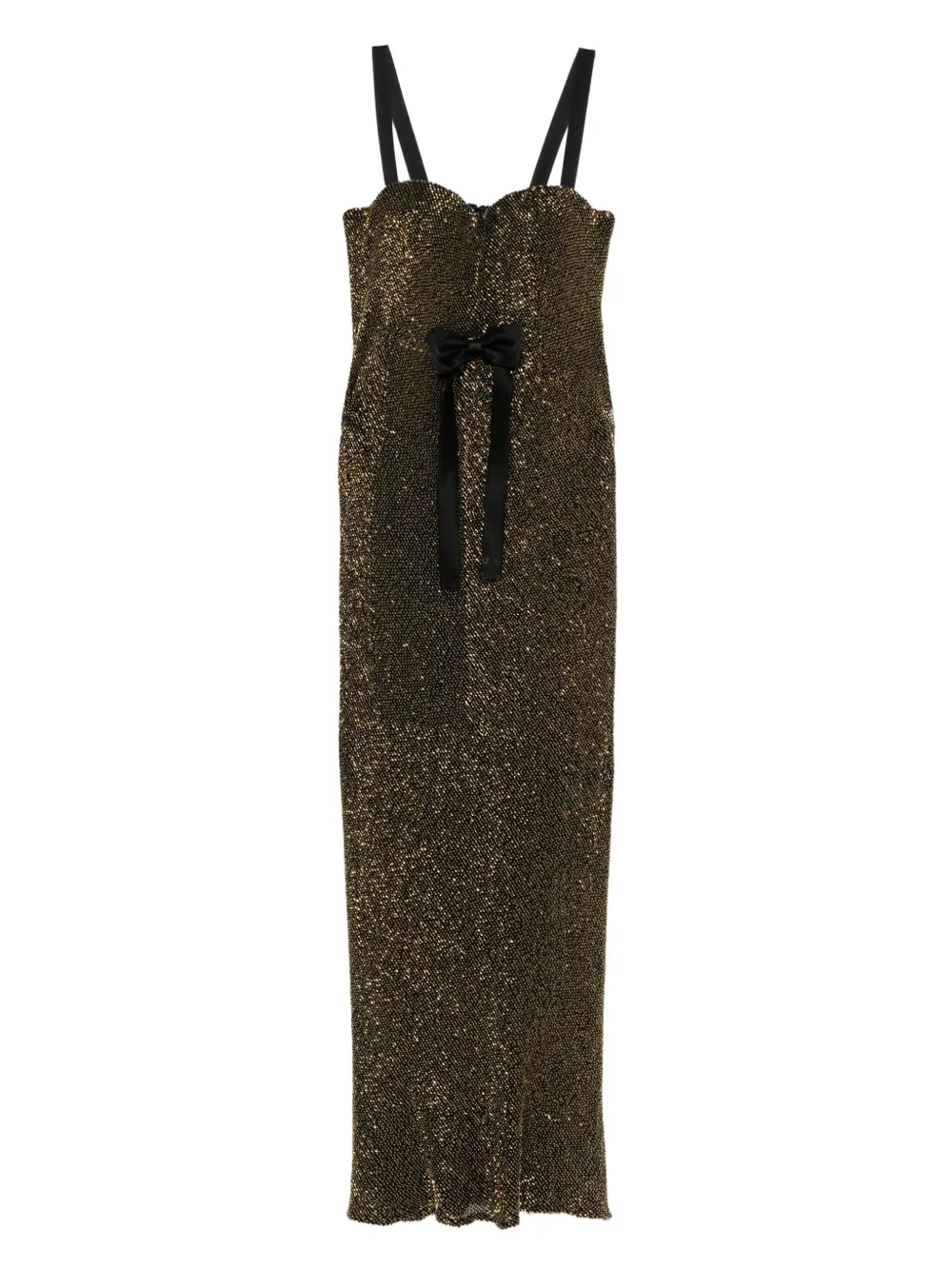 SILK LOVE & LACE sequin silk maxi dress - Nero