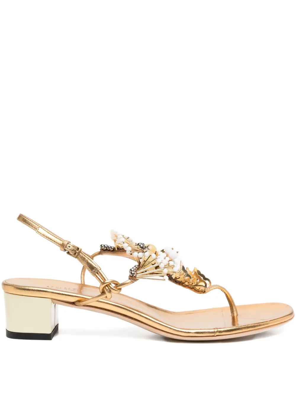 Gucci Pre-Owned appliquéd leather sandals - Oro