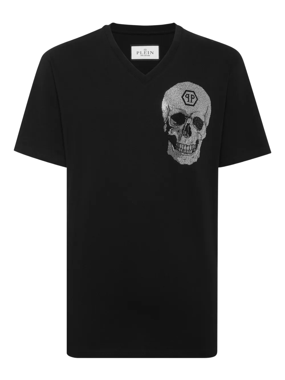 Philipp Plein crystal-skull V-neck T-shirt - Nero