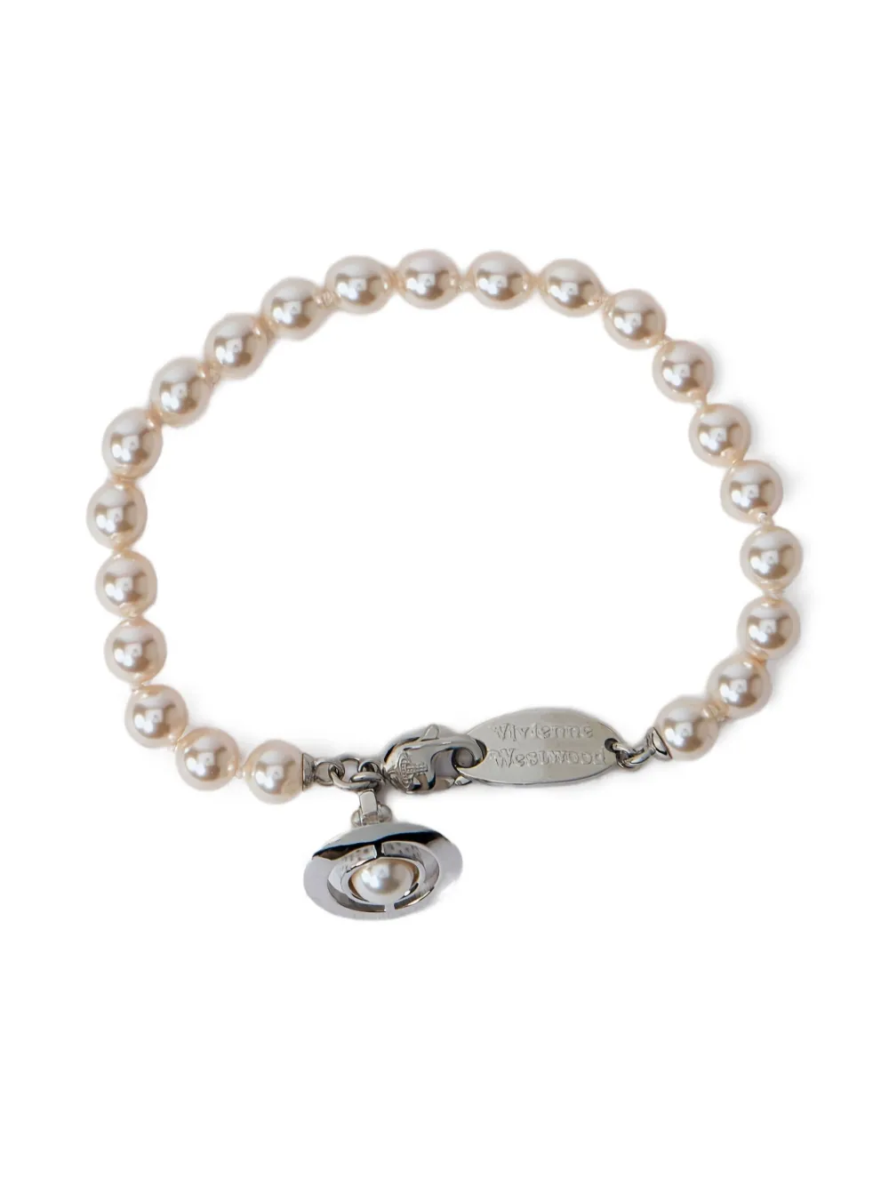 Vivienne Westwood Orb-plaque pearl bracelet - Argento