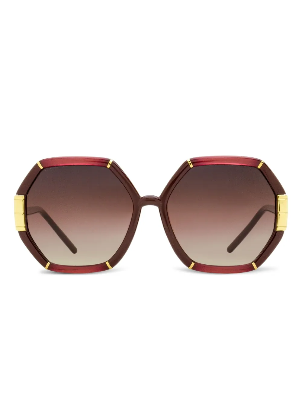 Tory Burch Eleanor hexagonal metal-rim sunglasses - Rosso