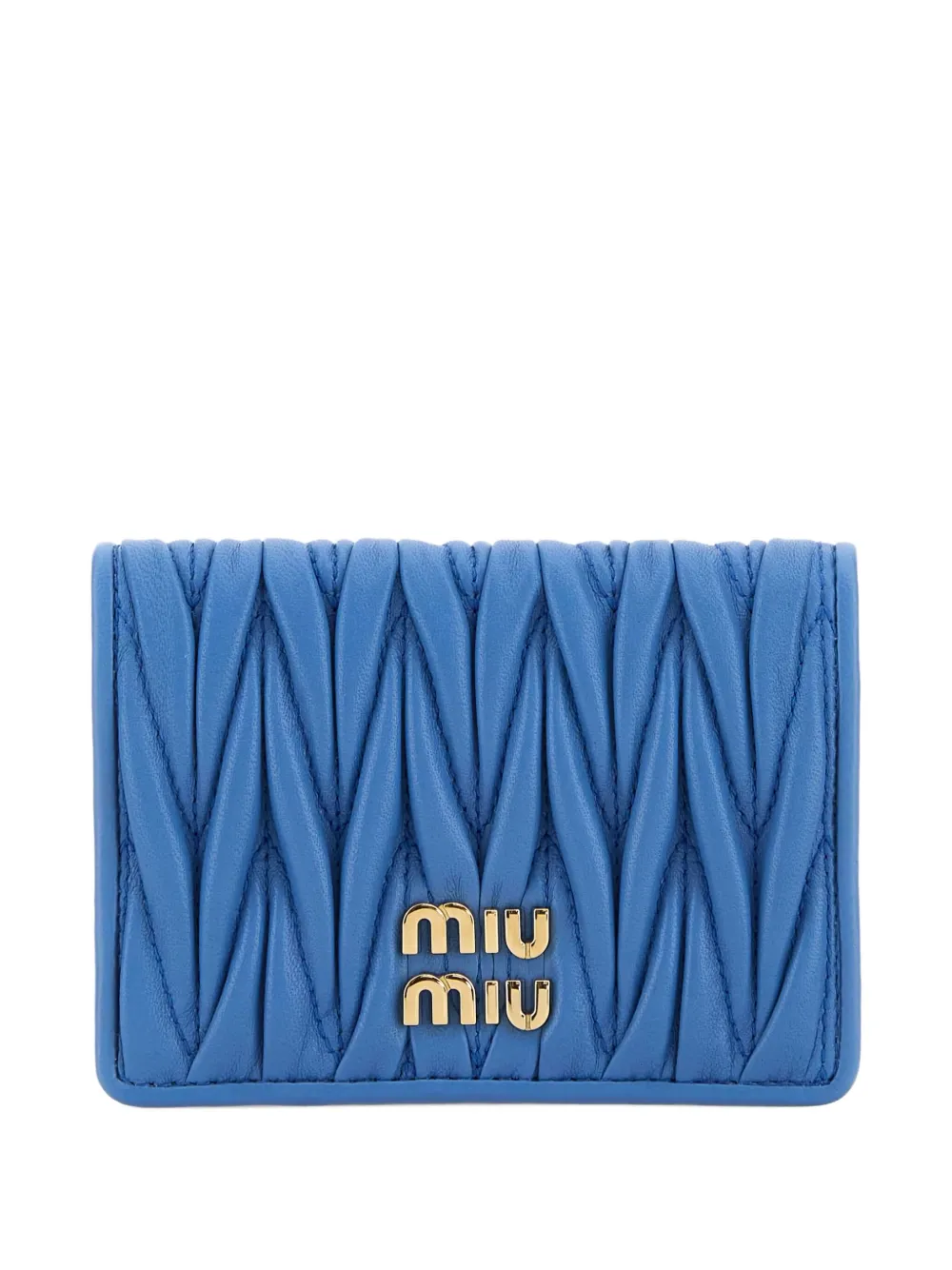 Miu Miu Matelassé leather card holder - Blu
