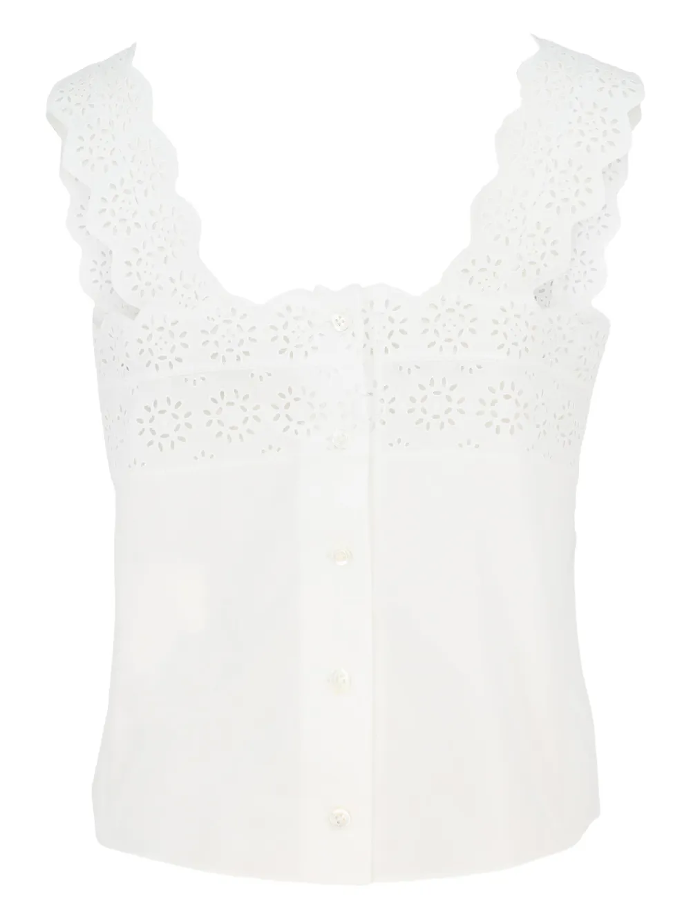 FRAME embroidered scalloped-edge top - Bianco