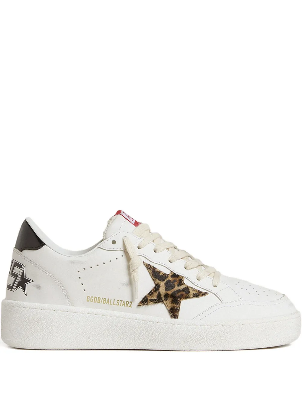 Golden Goose leather leopard-print star sneakers - Bianco
