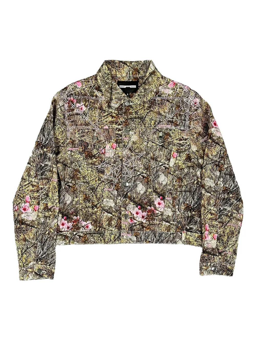 SP5DER floral-print trucker jacket - Verde