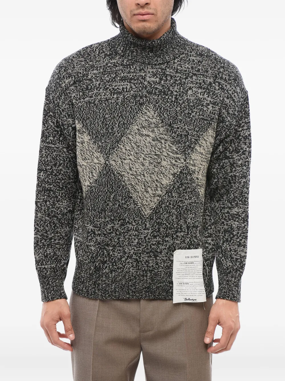 Ballantyne diamond-pattern turtleneck sweater - Grigio