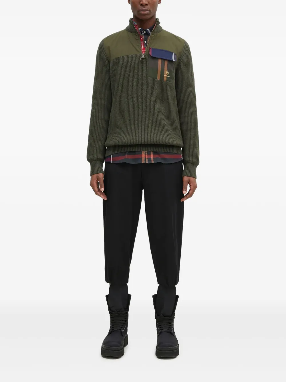 Baracuta x Barbour Miller ribbed half-zip pocket sweater - Verde