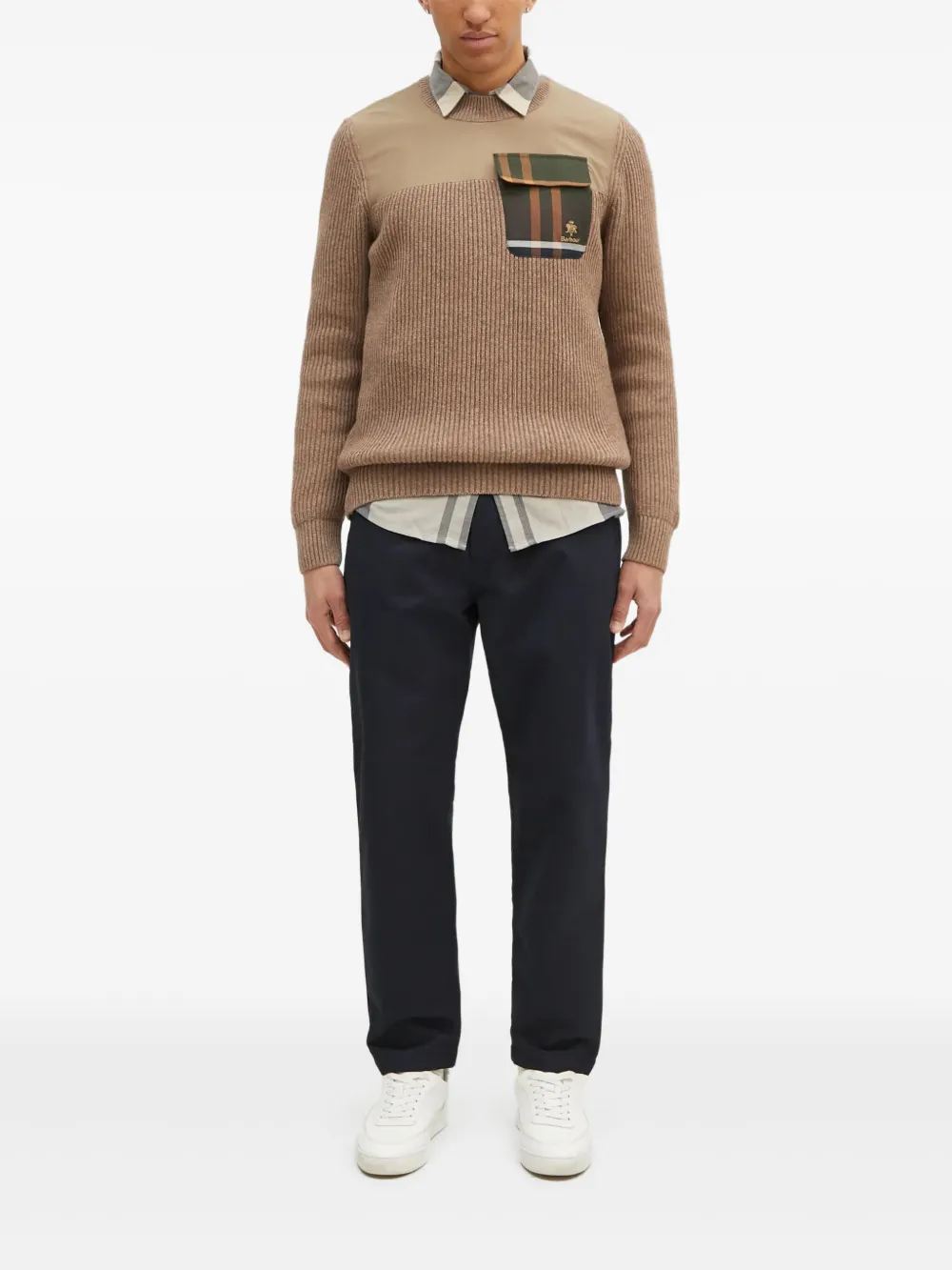 Baracuta x Barbour Miller ribbed panelled-pocket jumper - Marrone