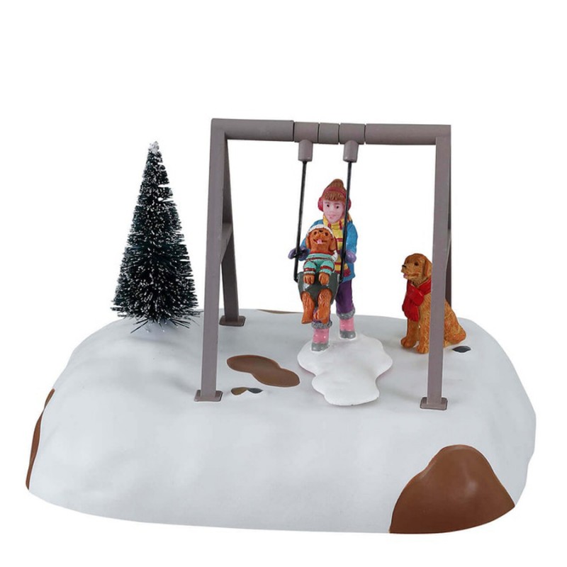 Lemax Puppy Gets A Swing Ride Lemax
