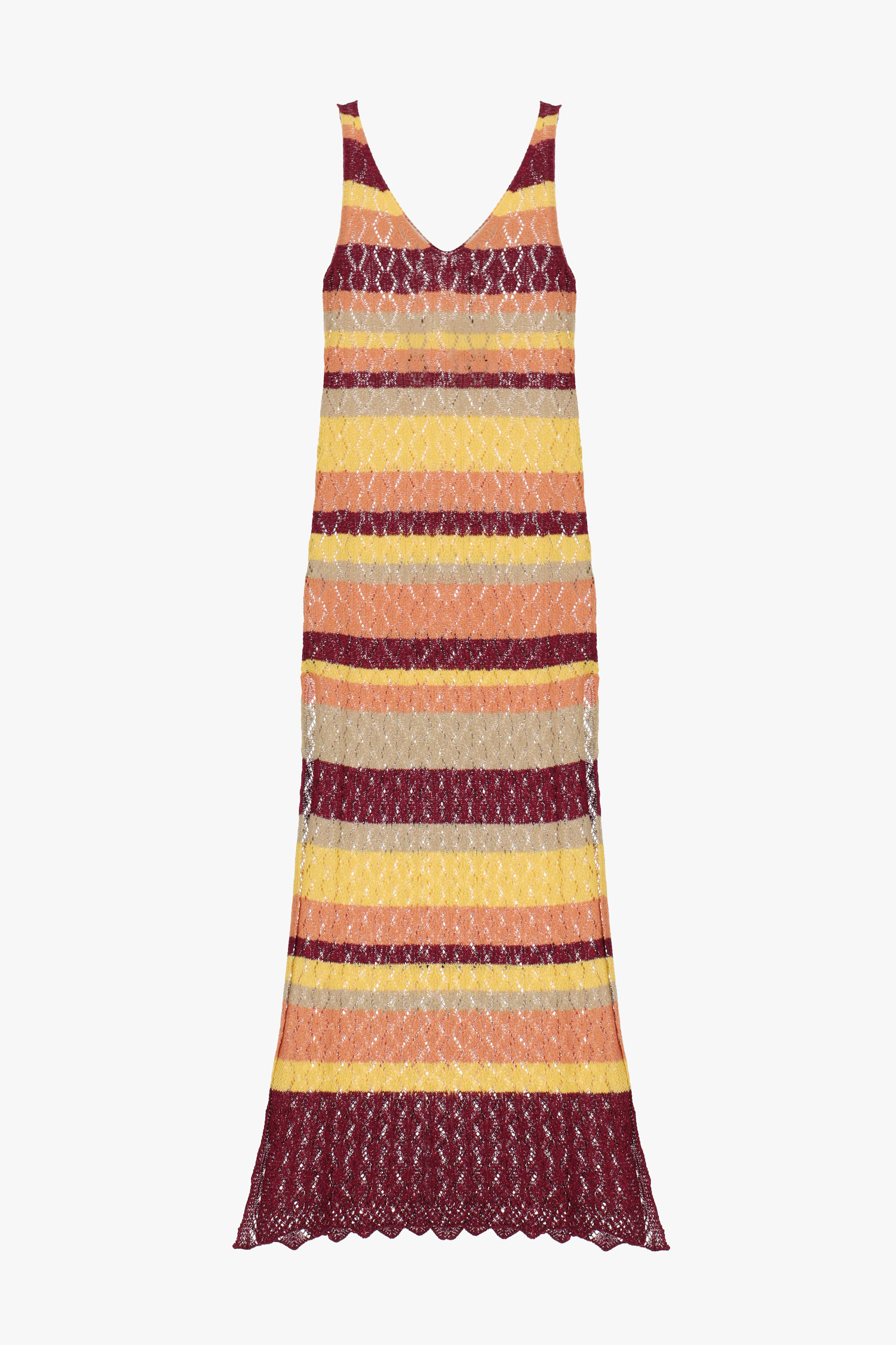 Vestido largo a rayas multicolores