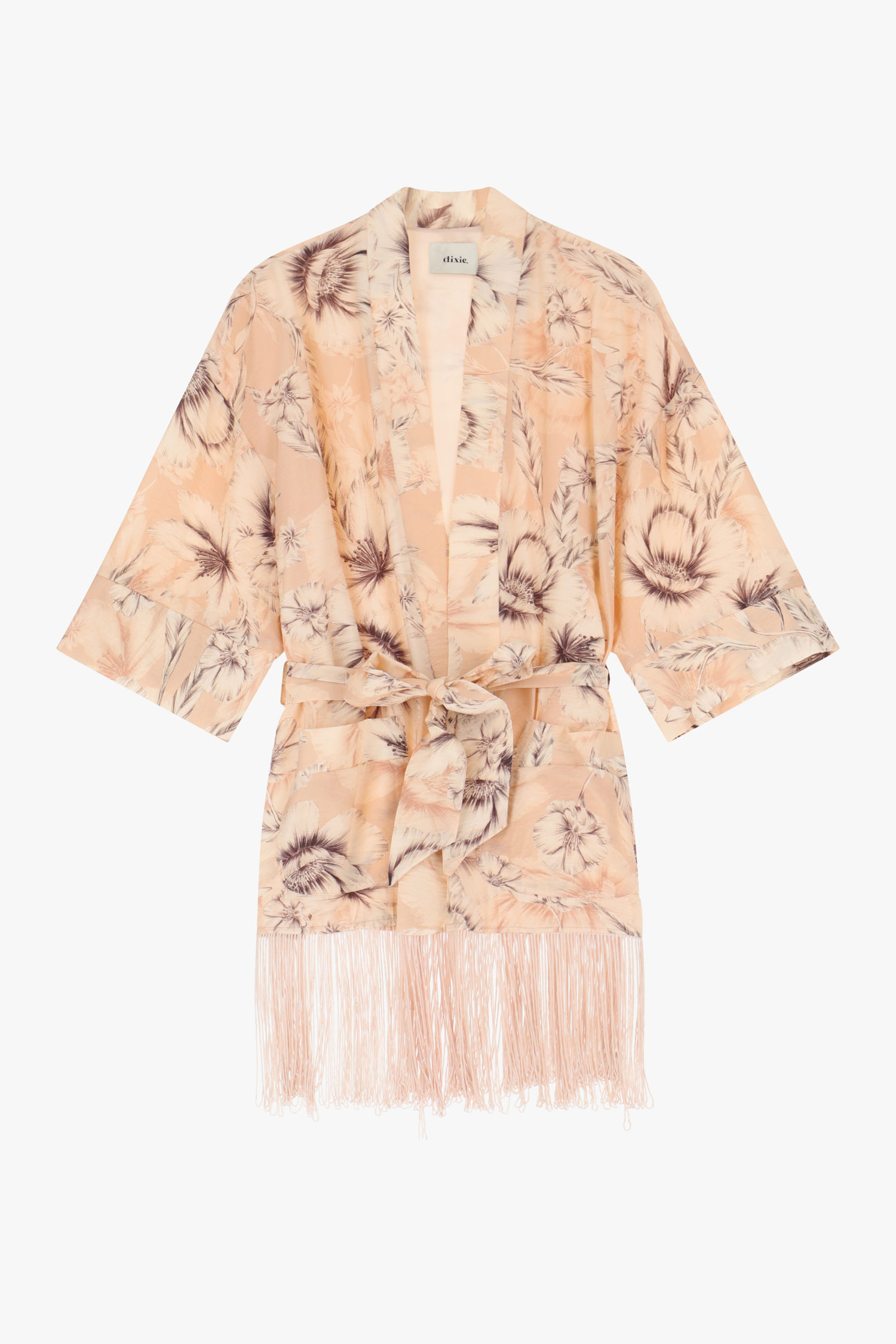 Trench-coat con flecos y estampado