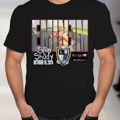 T-shirt da uomo Eminem, 220 g/m², puro cotone, manica corta, scollo tondo, estiva (1 pezzo)