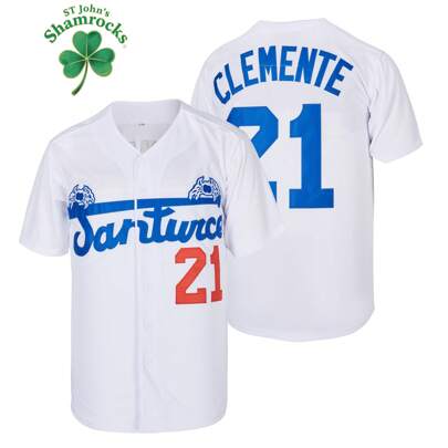 Maglia da baseball dei Santurce Crabs 21 Roberto Clemente Crabbers Porto Rico bianca
