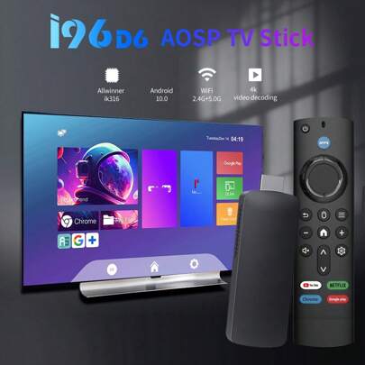 Stick TV Android I96 D6, stick per streaming audio 4K, 1GB RAM e 8GB ROM, supporta WiFi 2.4G/5G, con telecomando, stick TV, streaming 4K HD