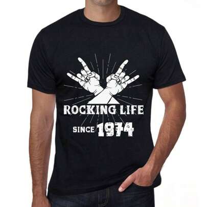 T-shirt da uomo La Vie En Rose Since 1974 – Rocking Life Since 1974 – Maglietta grafica 50 anni Idea regalo 50° compleanno Vintage Anno 1974 Novità