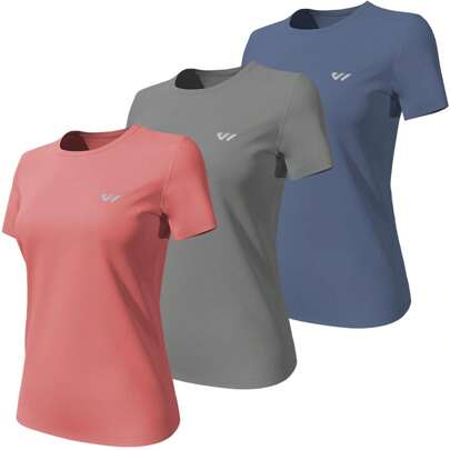 Wulibike Tee Shirt Femme 3 ou 5,Respirant Tenue de Sport,Séchage Rapide T-shirt e top de Sport,Anti-UV, Confortevole e Ajusté