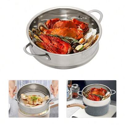 Futchoy in acciaio inox Steamer Insert Steamer Basket Steamer Griglia con maniglia Steamer Basket 16,5 * 6 cm / 6,3 * 2,36 pollici